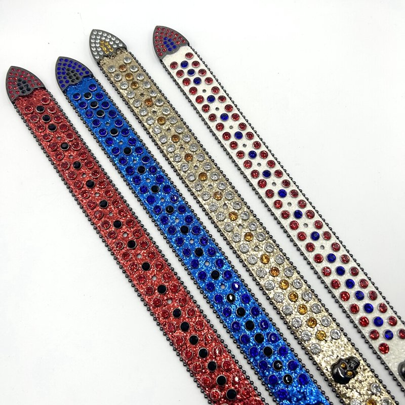 crystal bling skull buckle diamond Rhinestone cowboy and cowgirl PU leather strap belt