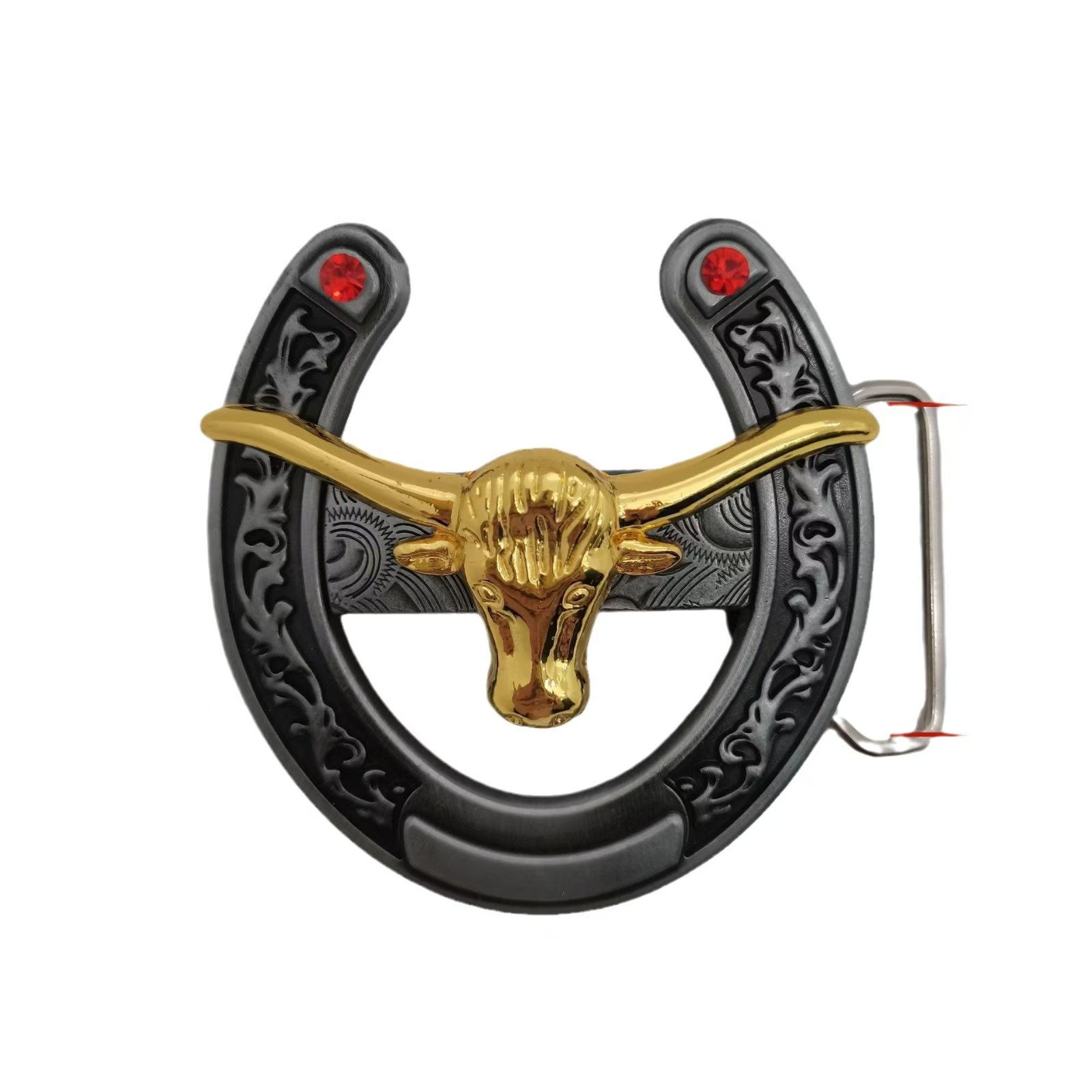 Fashionable Western Cowboy Belt Buckle Versatile 40mm Zinc Alloy Bullhead Horse Head New Design Customizable Logo