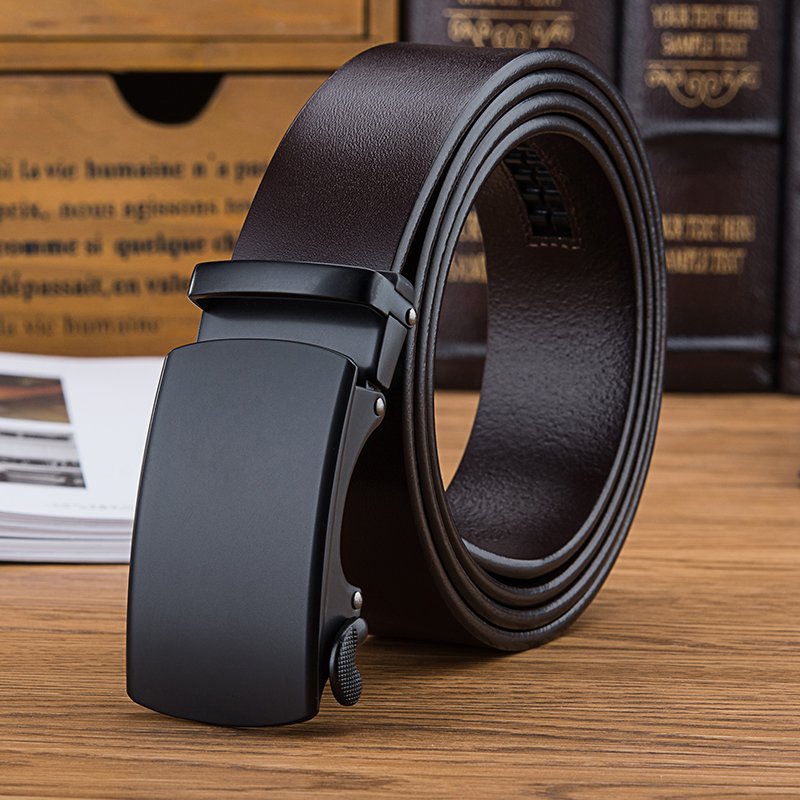 Genuine Leather Automatic Buckle Belt Mens Automatic Belts For Men top layer cowhide leather belt