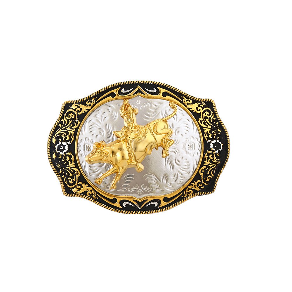 Wholesale 40mm 1.5inch Oval Western Cowboy Personality Trend Rider and Animal Two-tone fashion animal Belt Buckle in stock