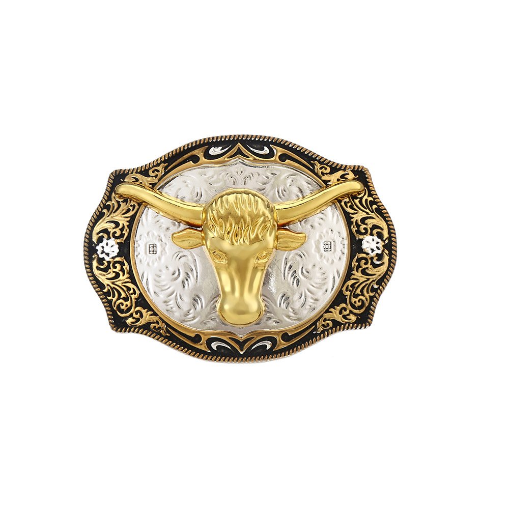 Wholesale 40mm 1.5inch Oval Western Cowboy Personality Trend Rider and Animal Two-tone fashion animal Belt Buckle in stock