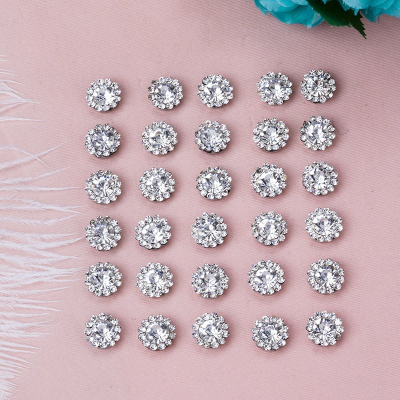 Sunflower diamond Round flower buckle bow Handmade diy hair Nail beads accessories button