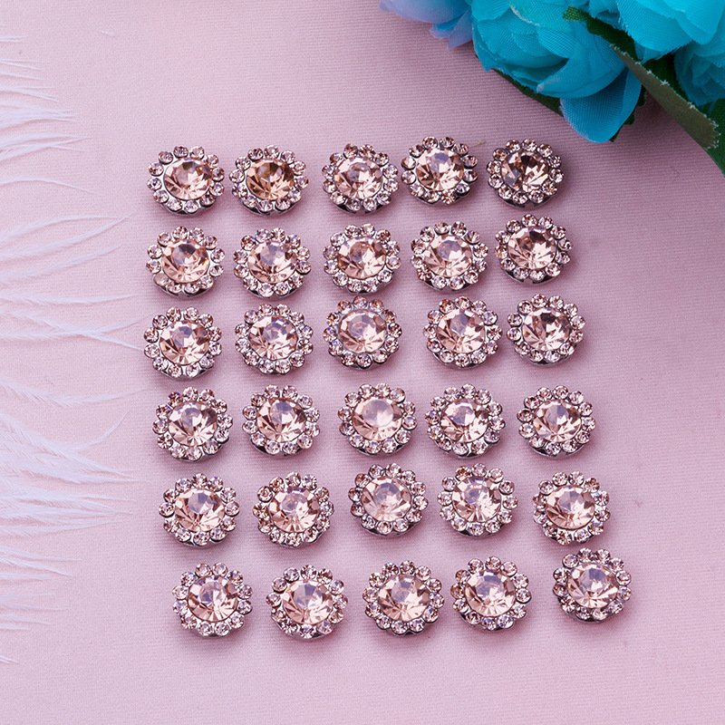 Sunflower diamond Round flower buckle bow Handmade diy hair Nail beads accessories button