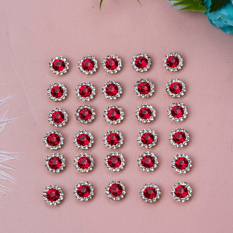 Sunflower diamond Round flower buckle bow Handmade diy hair Nail beads accessories button