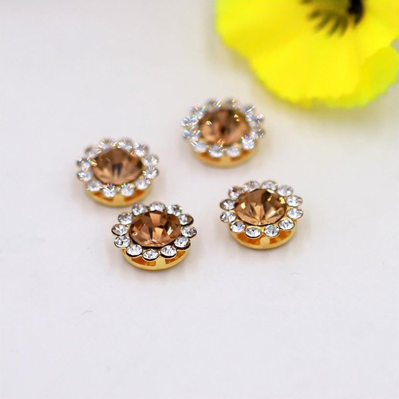 Sunflower diamond Round flower buckle bow Handmade diy hair Nail beads accessories button