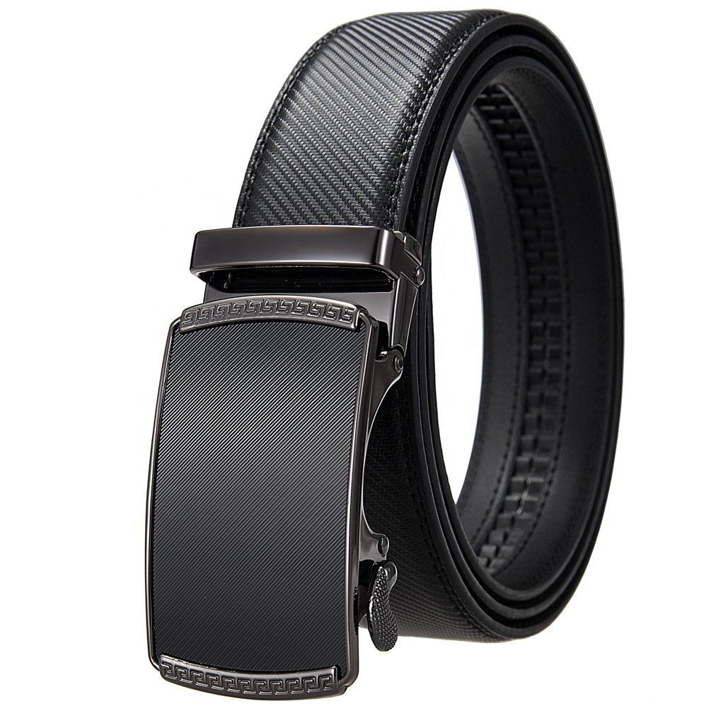 Factory Wholesale High Quality Cowhide Automatic Buckle Belt Men Business Ratchet Genuine Leather Belt with Gift Box Packing