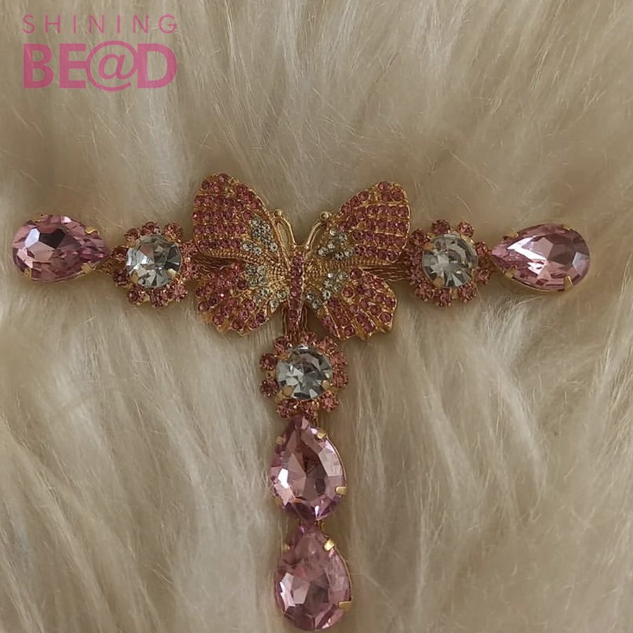 Wholesale Crystal Charms Chain Flip Flop Sandals Buckle Ladies V-shaped Diamond Ornament for Rhinestone Slipper Accessories