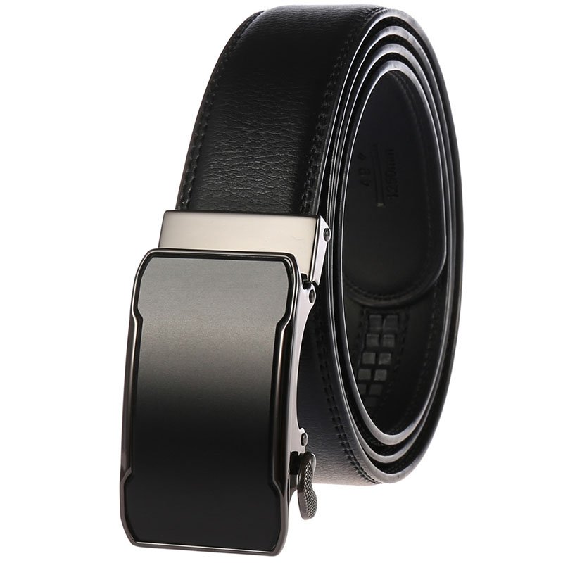 Mens Genuine Leather Ratchet Dress Belt With Automatic Buckle