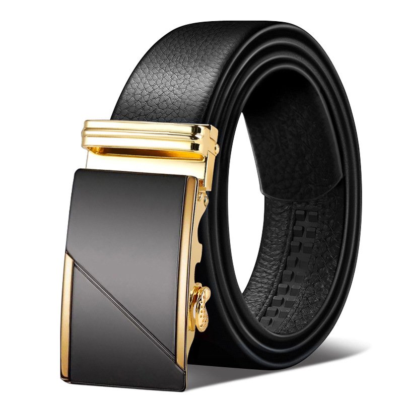 Factory Custom Business Men Belts Cowhide Leather Automatic Buckle Waistband Strap Belts for Men