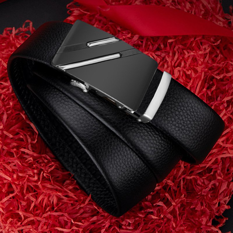 Factory Custom Business Men Belts Cowhide Leather Automatic Buckle Waistband Strap Belts for Men