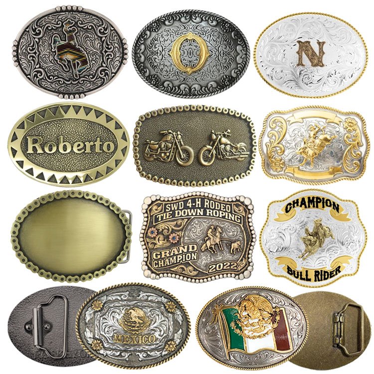Custom Logo Metal Men American Western Cowboy Rodeo Sturdy Retro Skeleton Style 3D Skull Belt Buckle For Halloween Decoration