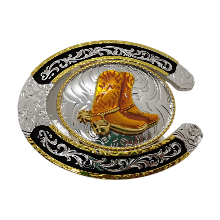 Wholesale Custom Horseshoe Shape Design Zinc Alloy Raised 3D Brass Cowboy Antique Metal Belt Buckles For Men