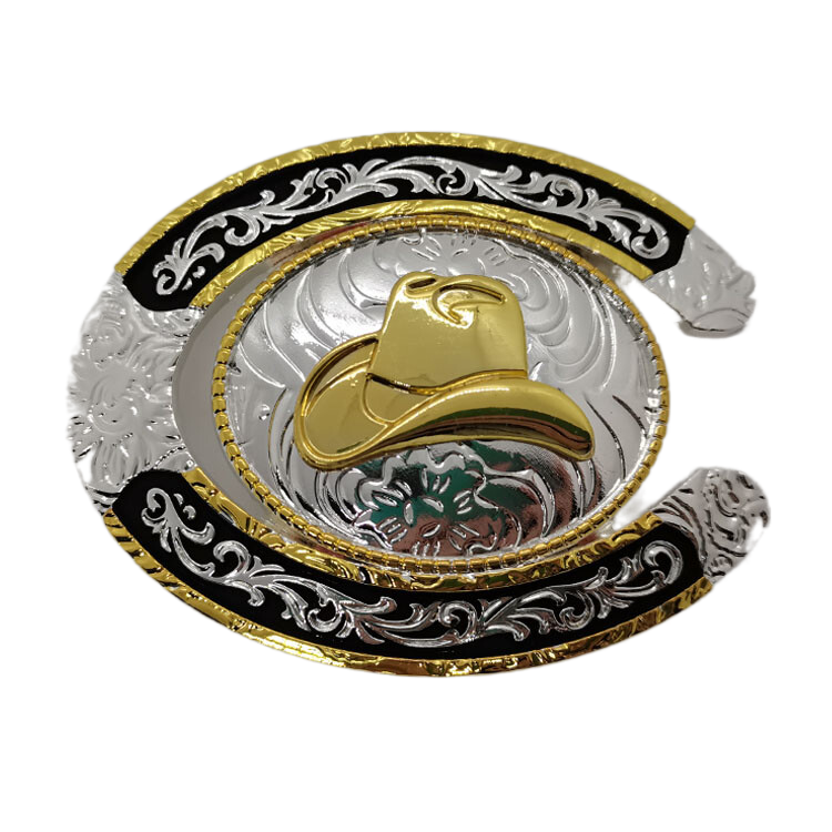 Wholesale Custom Horseshoe Shape Design Zinc Alloy Raised 3D Brass Cowboy Antique Metal Belt Buckles For Men