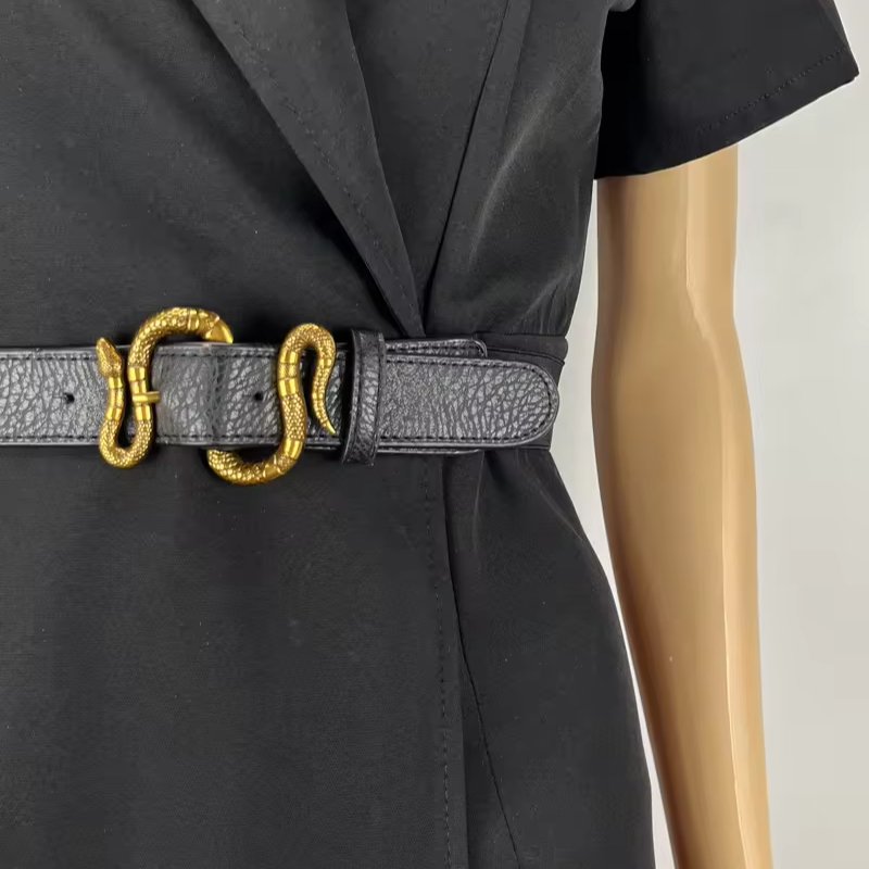 Genuine Leather Designer Belts Luxury Letter G Snake Shape Waist Seal Lychee Leather Belt Women Suit Clothing Accessories