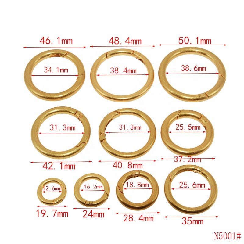 Custom Metal rings spring ring zinc alloy in stock hand bags hardware buckle keychain bag accessories