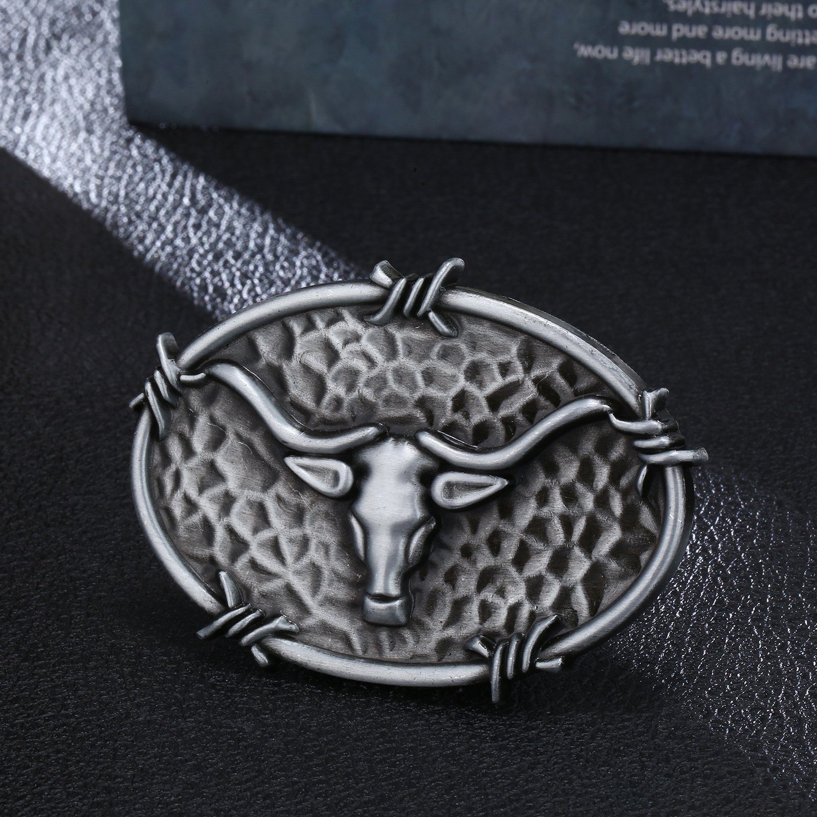 Direct factory customized zinc alloy bull head western name plate western belt metal cowboy buckle for men