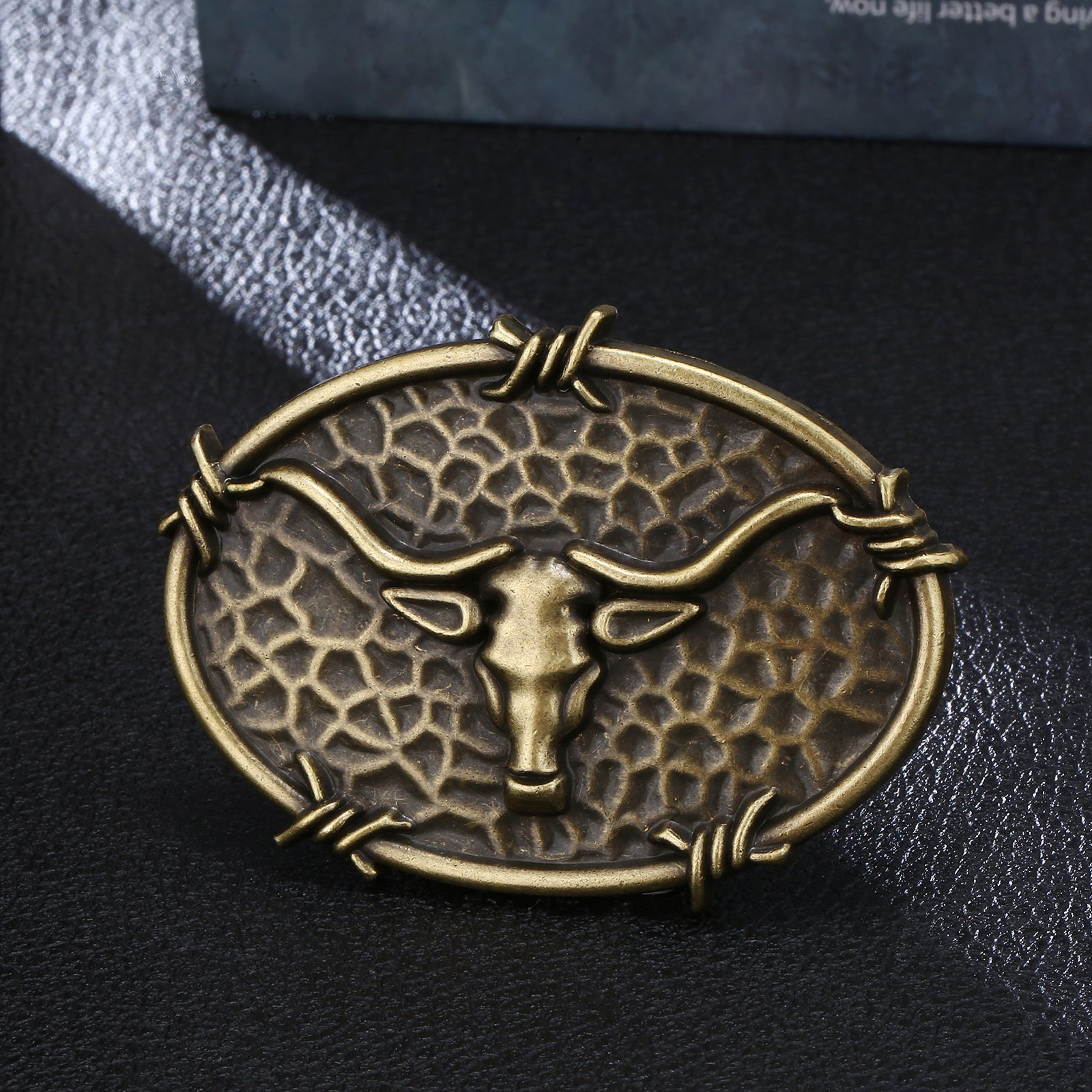 Direct factory customized zinc alloy bull head western name plate western belt metal cowboy buckle for men