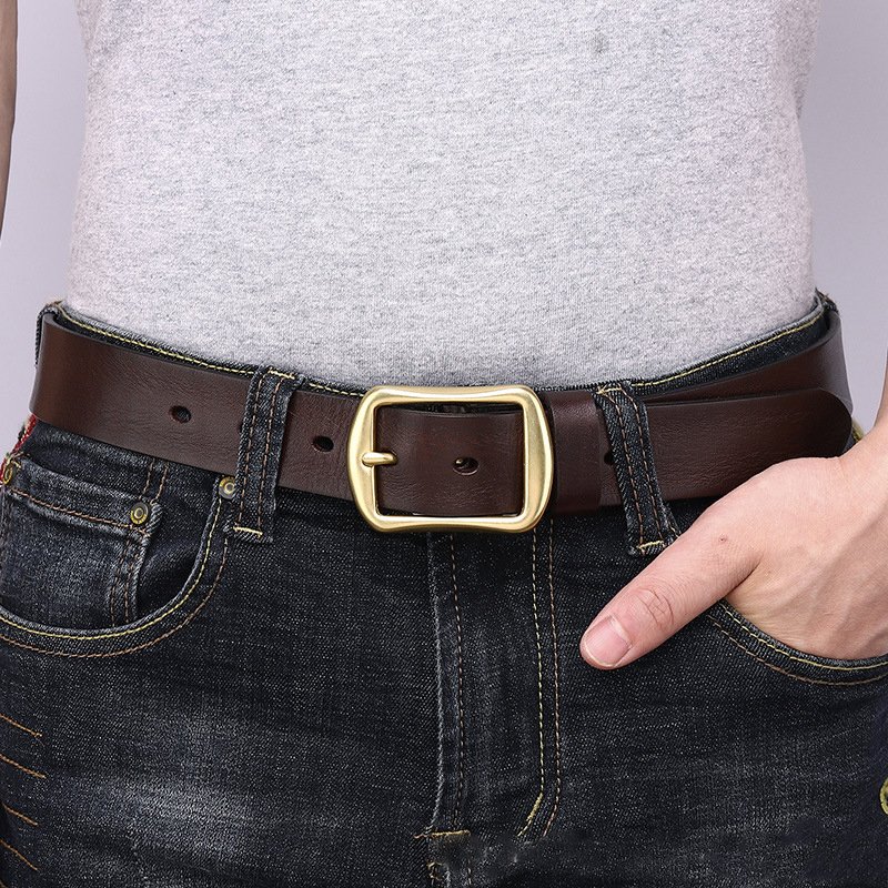 Luxury Mans Cow Genuine Leather Buckle Belt Business Adjustable Classic Vintage Leather Belt For Men