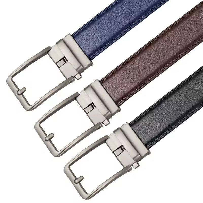 LQbelt Factory Genuine Leather Belt Men's Automatic Buckle Belts For Men Wholesale Belts Leather Men Ratchet