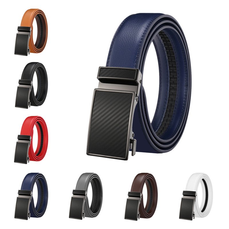 LQbelt 35MM Men's Automatic Buckle Belt Genuine Leather Belts For Men Custom LOGO Ratchet Belt OEM Factory