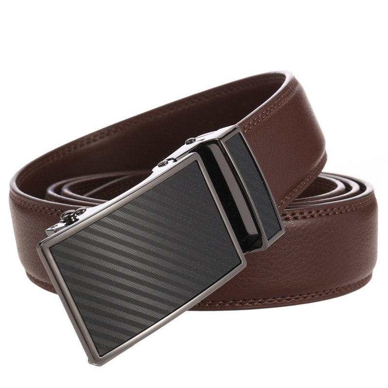 LQbelt 35MM Men's Automatic Buckle Belt Genuine Leather Belts For Men Custom LOGO Ratchet Belt OEM Factory