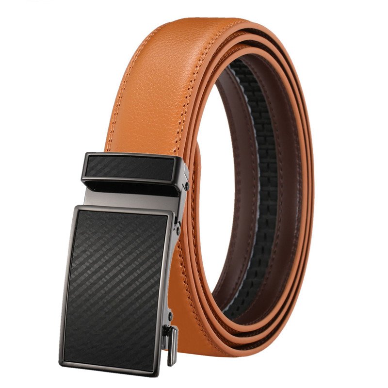 LQbelt 35MM Men's Automatic Buckle Belt Genuine Leather Belts For Men Custom LOGO Ratchet Belt OEM Factory