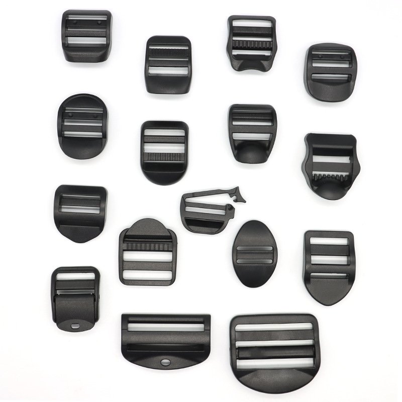 wholesale black adjustable plastic buckle backpack strap belts accessories 20mm ladder lock adjustable plastic slider buckles