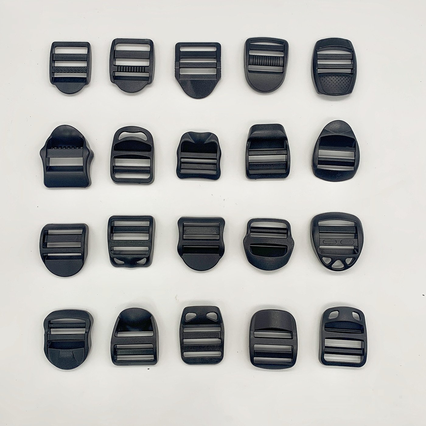 wholesale black adjustable plastic buckle backpack strap belts accessories 20mm ladder lock adjustable plastic slider buckles