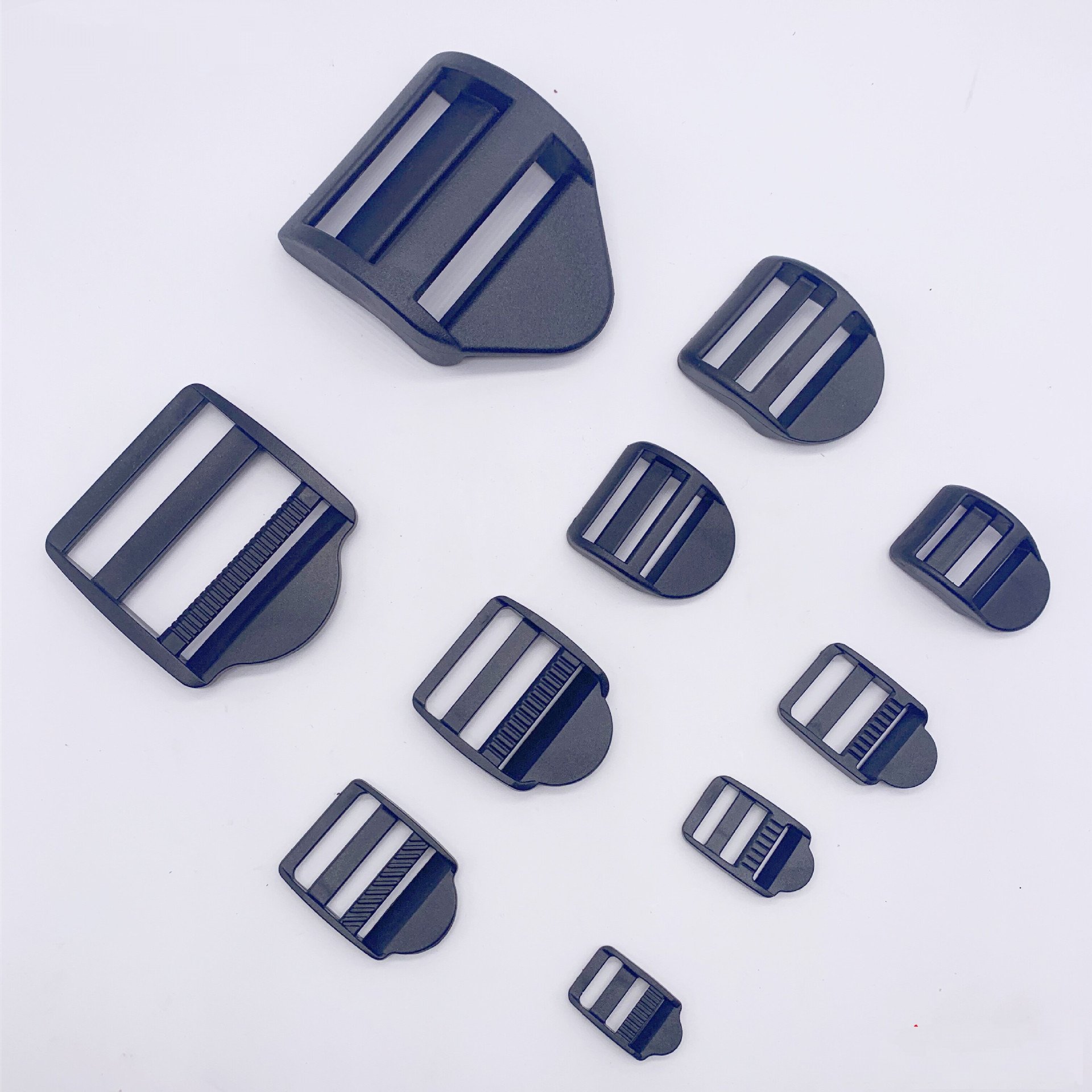 wholesale black adjustable plastic buckle backpack strap belts accessories 20mm ladder lock adjustable plastic slider buckles