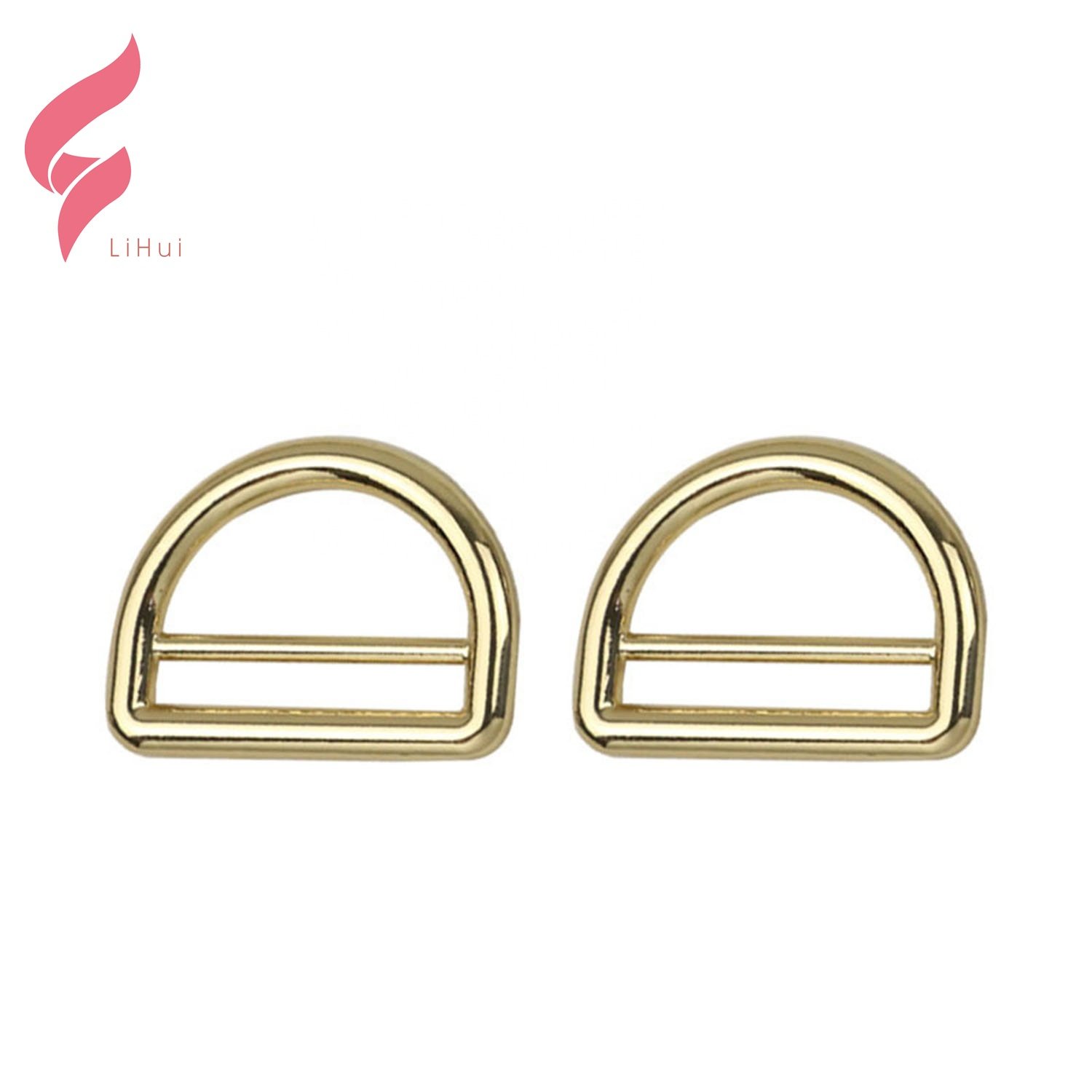 LiHui hardware metal D Ring zinc alloy dog buckle plated leather bag buckle hardware metal buckle 25mm for handbags
