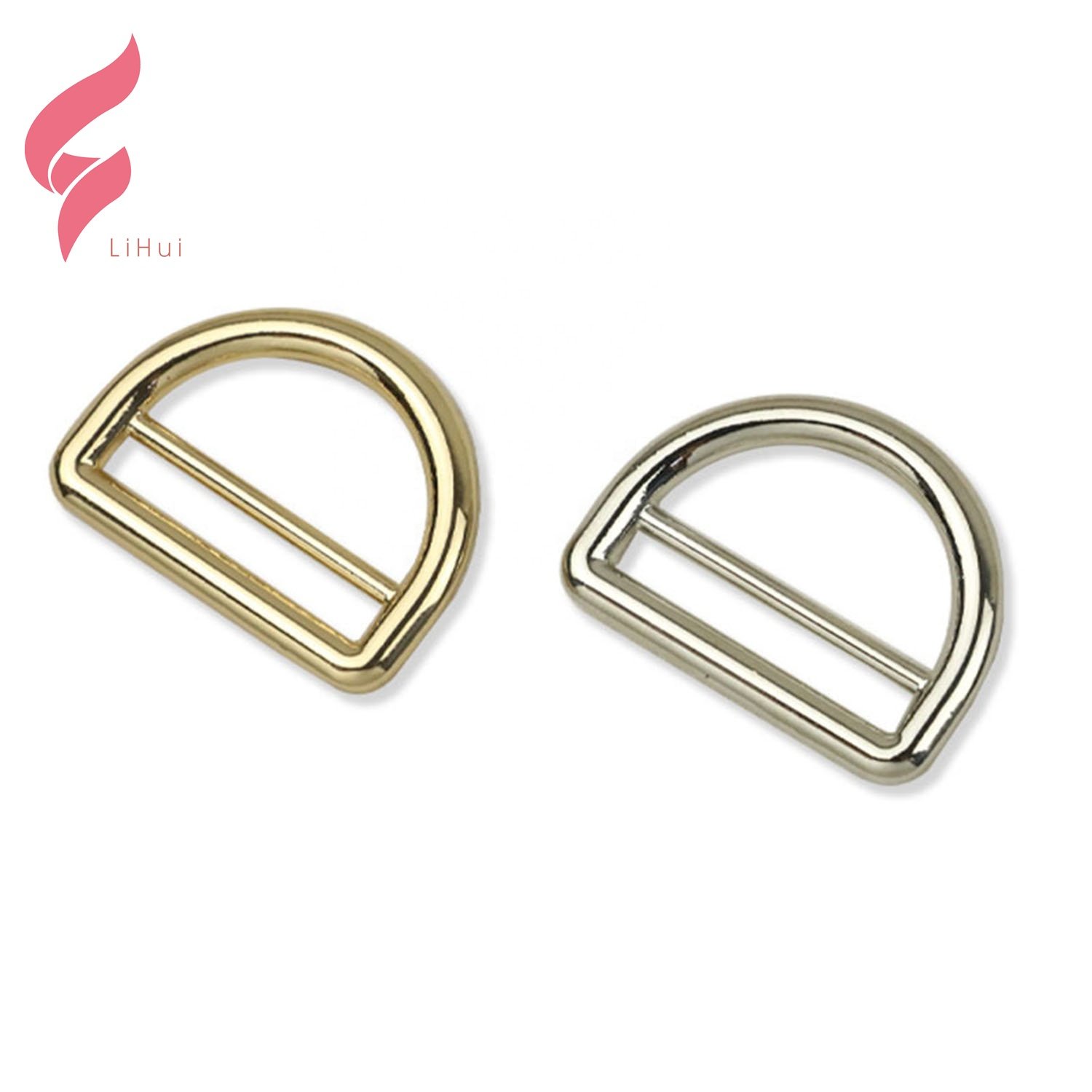 LiHui hardware metal D Ring zinc alloy dog buckle plated leather bag buckle hardware metal buckle 25mm for handbags