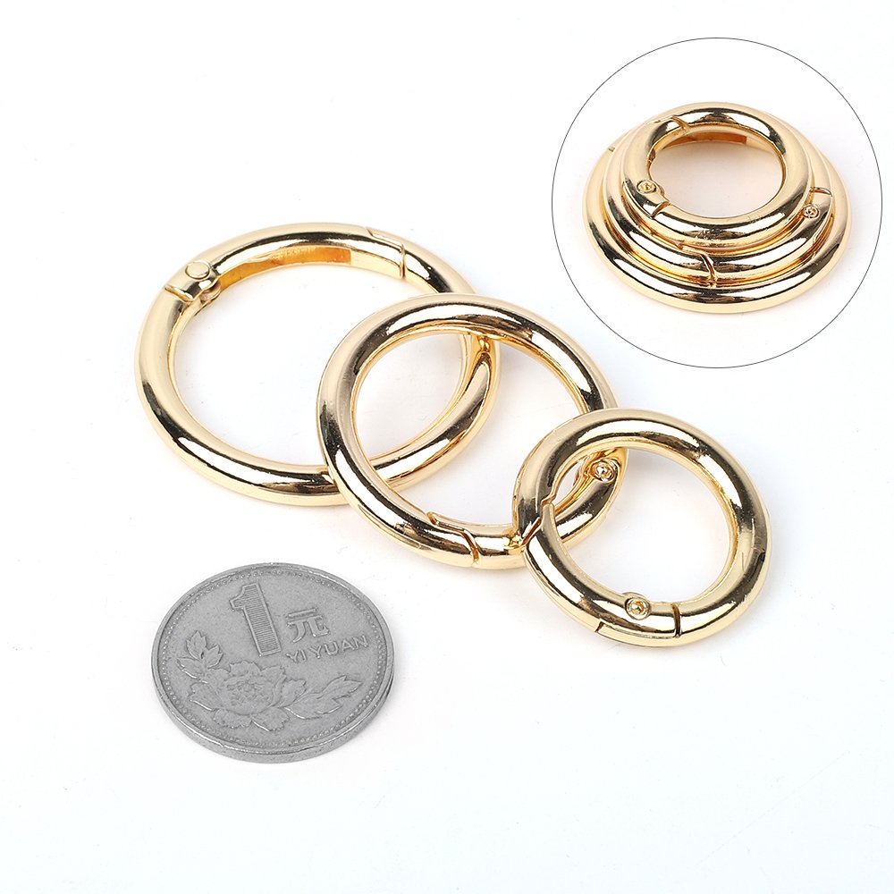 Metal Purse Buckles 13/16/20/25/28/33mm Spring O Ring Round Carabiner Snap Hook Spring Keyring Clasp DIY Jewelry Bag Accessories