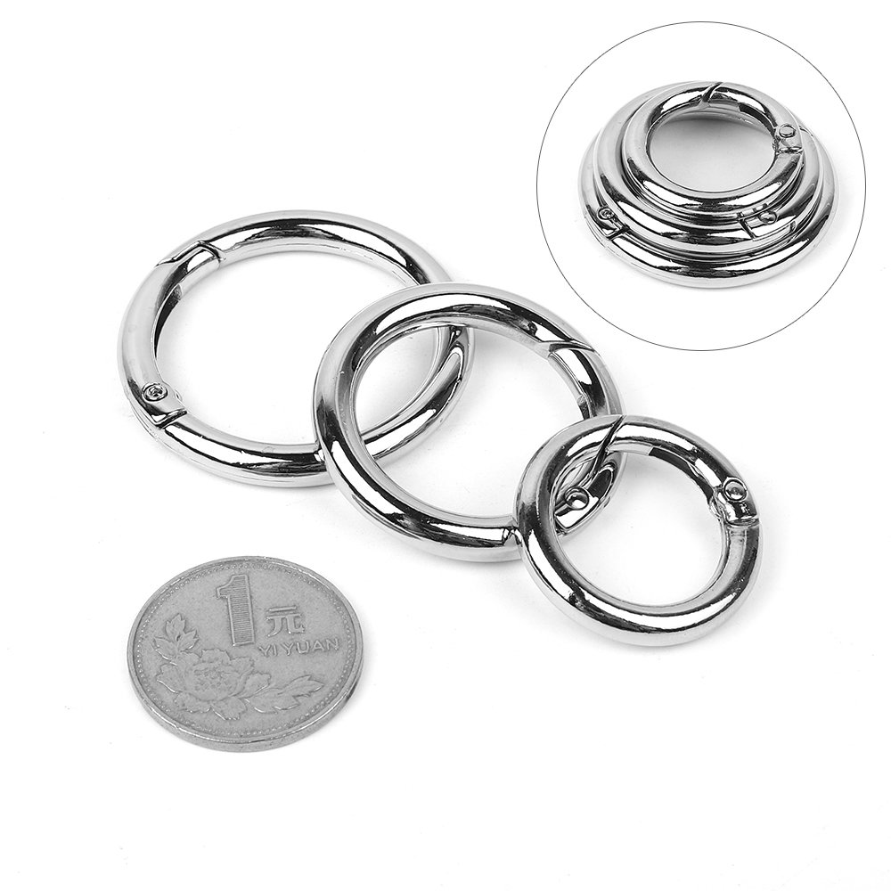 Metal Purse Buckles 13/16/20/25/28/33mm Spring O Ring Round Carabiner Snap Hook Spring Keyring Clasp DIY Jewelry Bag Accessories