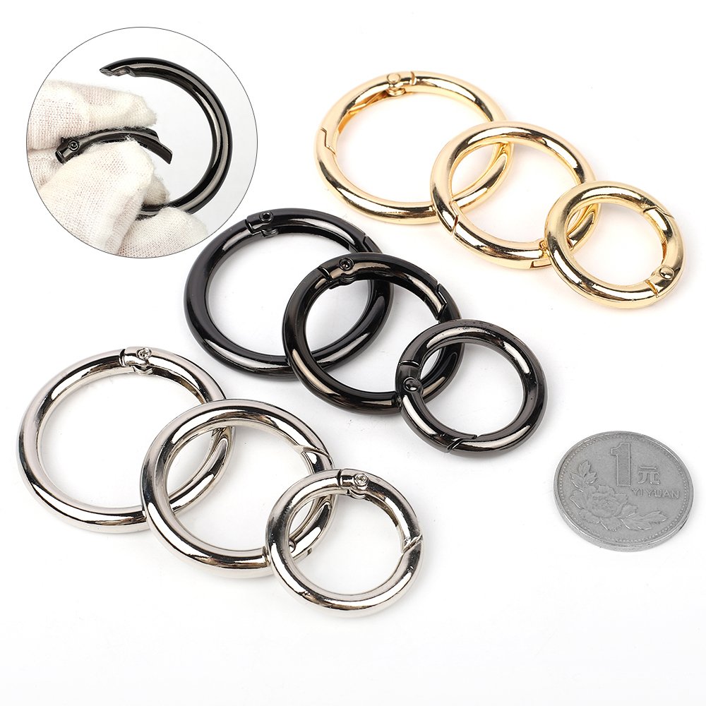 Metal Purse Buckles 13/16/20/25/28/33mm Spring O Ring Round Carabiner Snap Hook Spring Keyring Clasp DIY Jewelry Bag Accessories