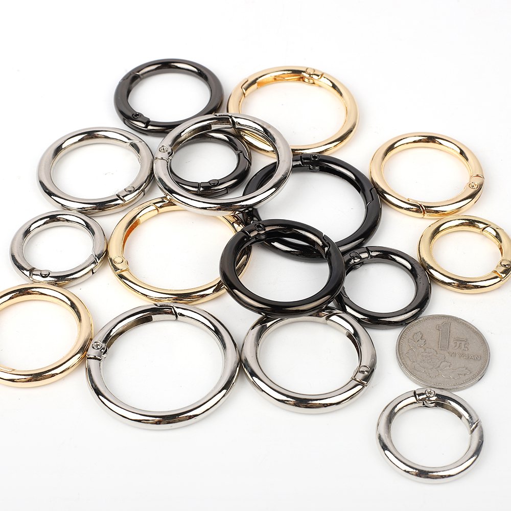 Metal Purse Buckles 13/16/20/25/28/33mm Spring O Ring Round Carabiner Snap Hook Spring Keyring Clasp DIY Jewelry Bag Accessories