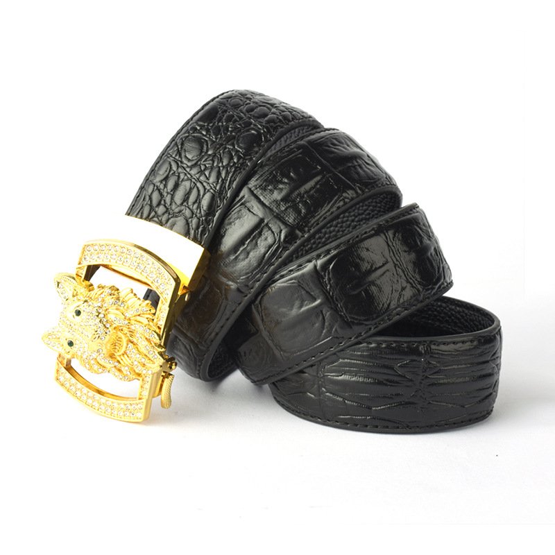 Wolf Coyote Head Design Business Belt With PU Leather Alloy Automatic Buckle Fashionable Individual Personality Style
