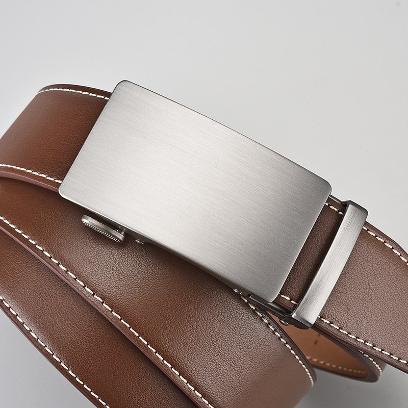 Wholesale Ratchet Belt Dress with Sliding Automatic Buckle Genuine Leather belt for Men Brown Alloy Cow Hide Belt