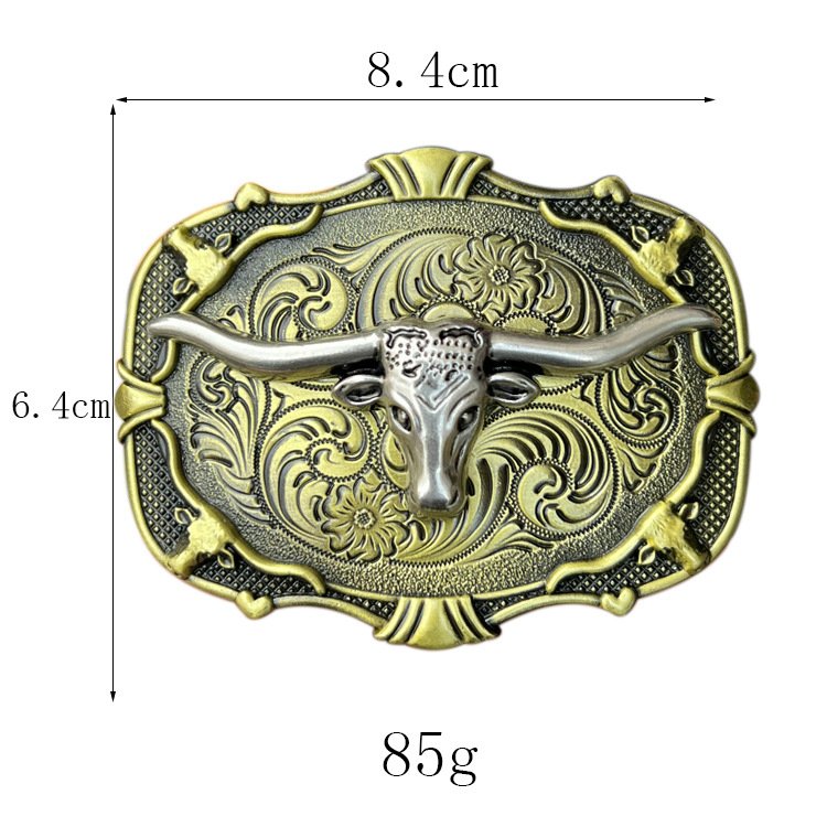 Western Cowboy Antique Boot belt buckle cow head 3d embossed western buckle