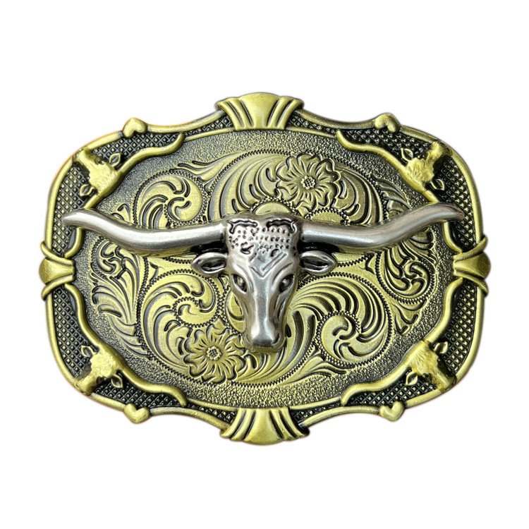 Western Cowboy Antique Boot belt buckle cow head 3d embossed western buckle
