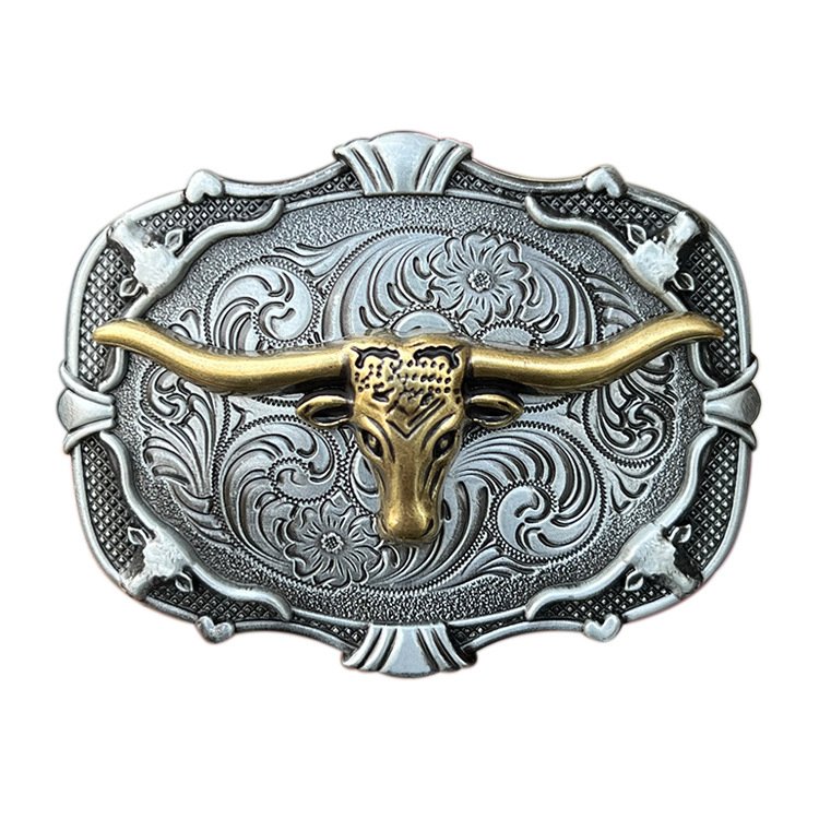 Western Cowboy Antique Boot belt buckle cow head 3d embossed western buckle