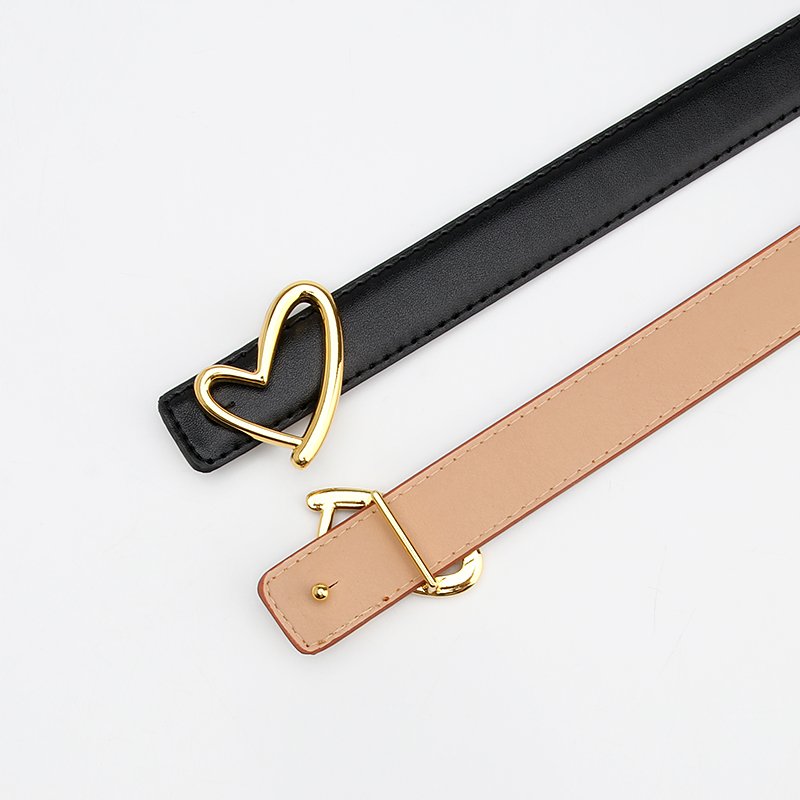 Factory Ladies New Belt Simple Sweet Love Buckle Versatile Dress Decorative Belt Cut Edge Jeans Belts
