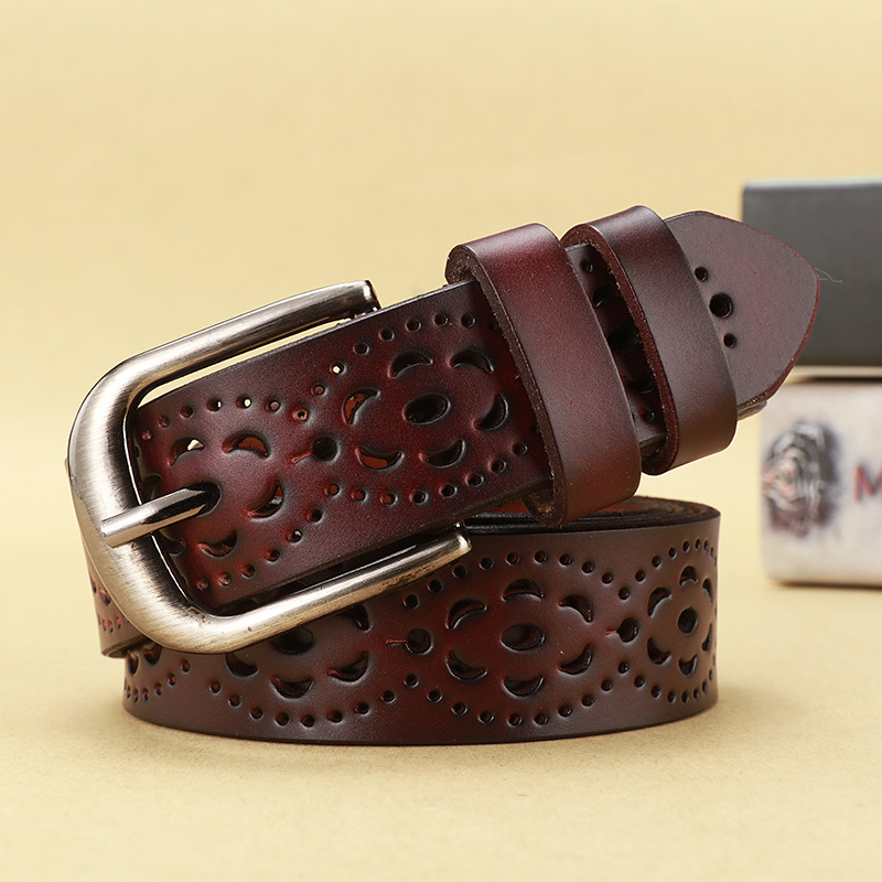 Lady Genuine Leather High quality luxury ladies leather pin buckle belt fashion casual design skirt decoration