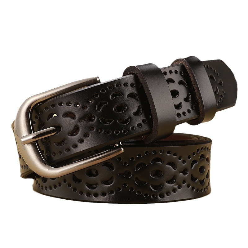 Lady Genuine Leather High quality luxury ladies leather pin buckle belt fashion casual design skirt decoration