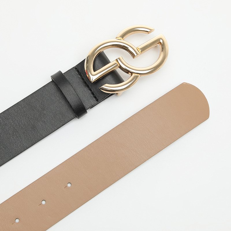 Belts For Women Pu Leather With Double G Buckle Belt Comfy Belts For Jeans Pants