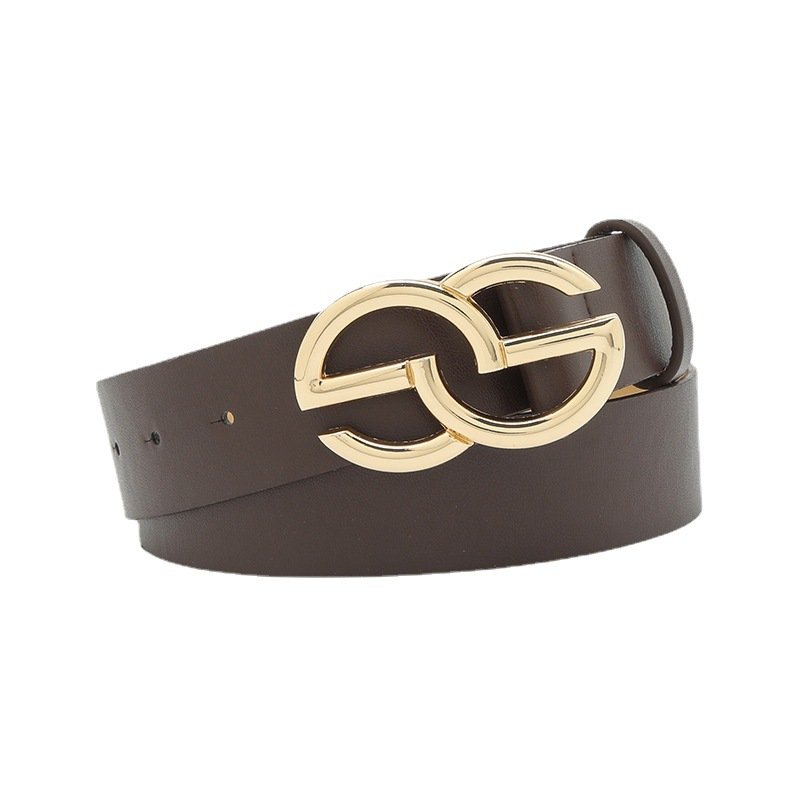Belts For Women Pu Leather With Double G Buckle Belt Comfy Belts For Jeans Pants