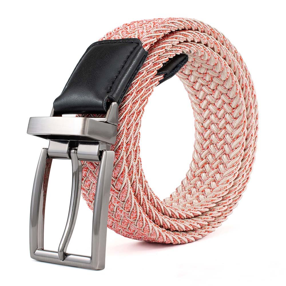 New Arrival Comfortable Men Casual Dress Double Sided Use Golf Stretch Braided Belt with Reversible Alloy Buckle