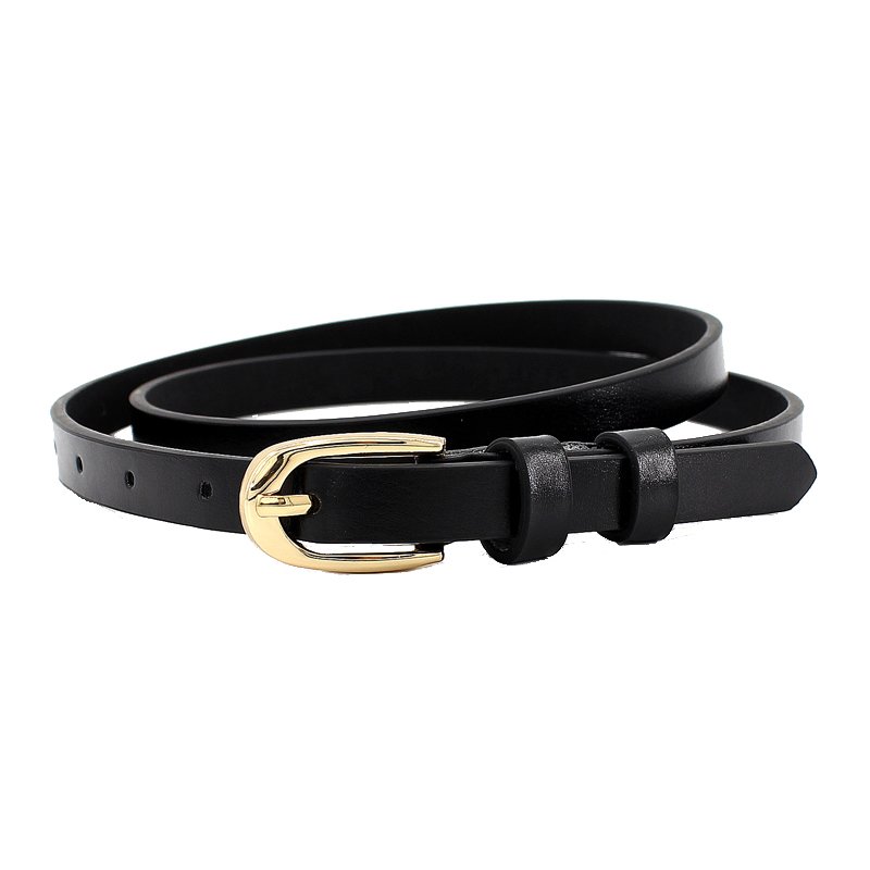 Vintage Women High Quality design PU leather thin Belt with classic gold buckle accessories girls belt