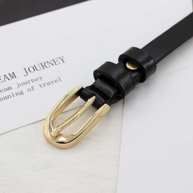 Vintage Women High Quality design PU leather thin Belt with classic gold buckle accessories girls belt