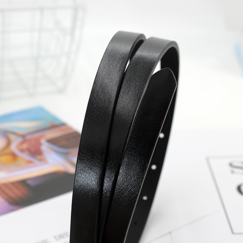 Vintage Women High Quality design PU leather thin Belt with classic gold buckle accessories girls belt