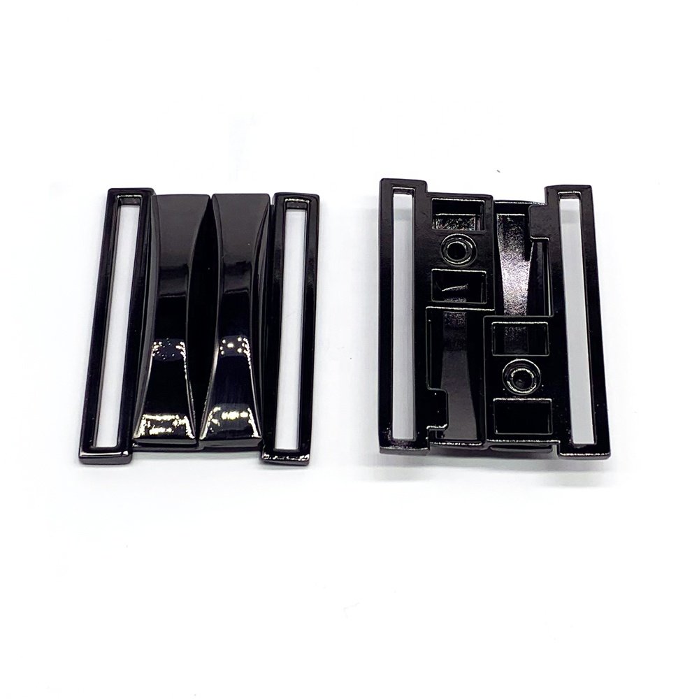 fashion metal zinc alloy webbing two pieces interlocking quick release buckle for elastic waistband belt of dress coat pants